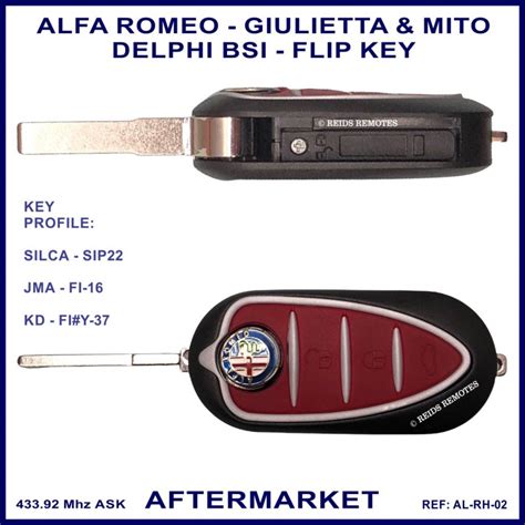 Alfa Romeo Giulietta Mito Compatible Remote Flip Key DELPHI BSI Only