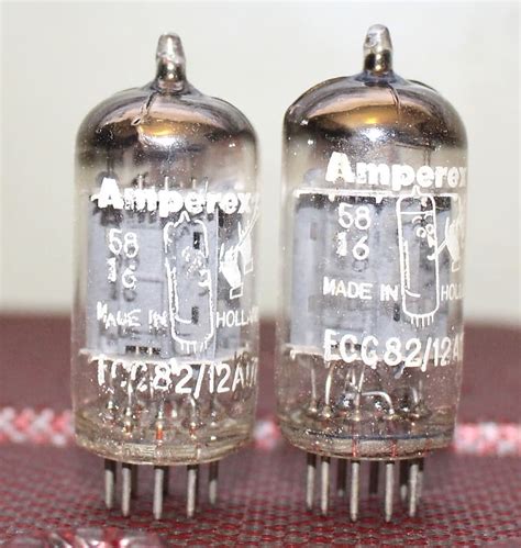 AMPEREX ECC82 HOLLAND PERFECT MATCH PAIR BUGLE BOY LONG PLATE Reverb