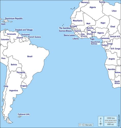 Oc Ano Atl Ntico Meridional Mapa Gratuito Mapa Mudo Gratuito Mapa En