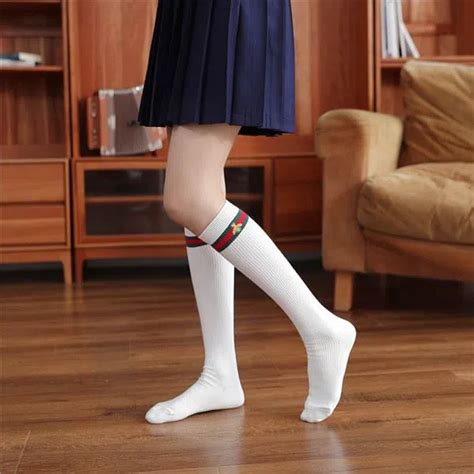 Bee Embroidery Knee High Socks Simpo Sock Factory