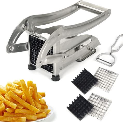 Rikriva French Fries Maker Stainless Steel Potato Chipser With 2 Blade