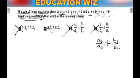 If A Pair Of Linear Equations Given By A1x B1y C1 0 And A2x B2y