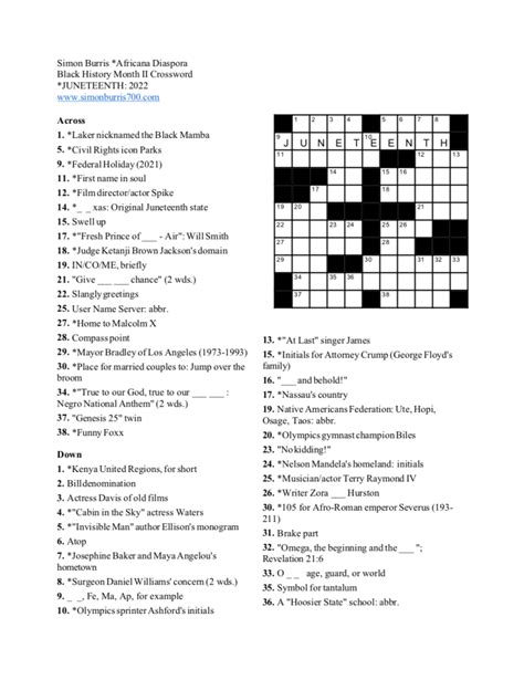 Juneteenth Crossword Puzzle The Cincinnati Herald Hot Sex Picture