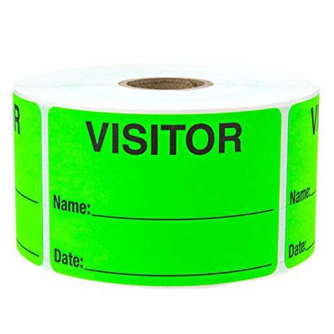 Fluorescent Green Visitor Pass Identification Labels Stickers