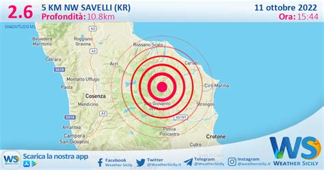 Scossa Di Terremoto Magnitudo Nei Pressi Di Savelli Kr Weather