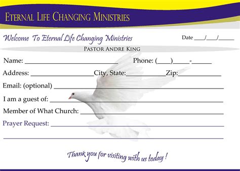 Printable Church Visitor Card Template