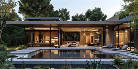 Modern Patio Outdoor with Swimming Pool. Modern House Interior and ...