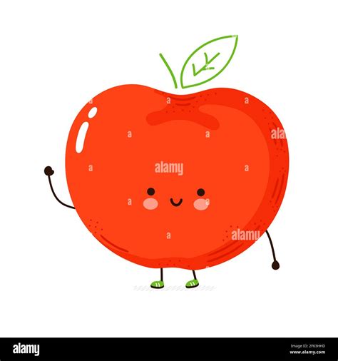 Lindo Y Divertido Personaje De Apple Vector Dibujo A Mano Dibujos The