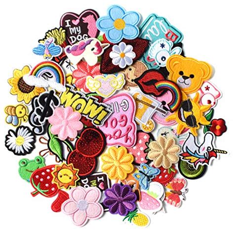 AXEN 60PCS Embroidered Iron On Patches DIY Accessories Random Assorted