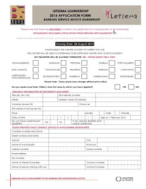 Learnership Application Form Printable Forms Free Online