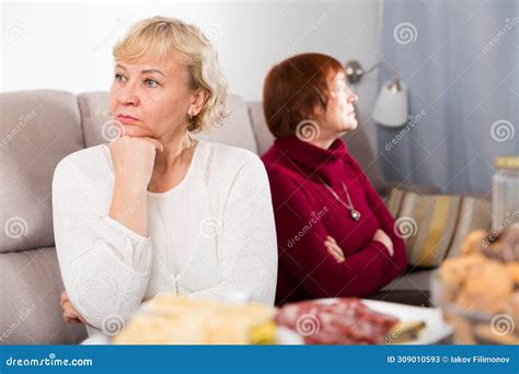 Senior Woman Offended After Quarrel With Friend Stock Image Image Of