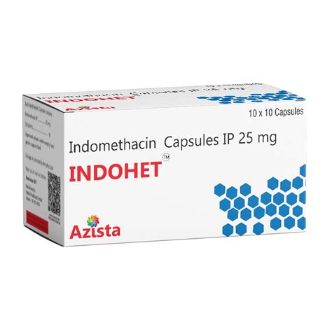 Indohet 25mg Tablets - Indomethacin Uses, Dosage, Composition | Azista ...