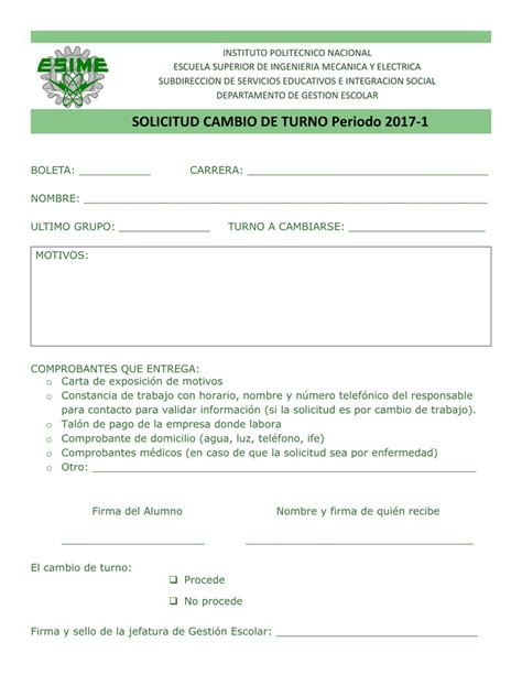 Introducir Imagen Modelo De Carta Para Cambio De Turno Escolar