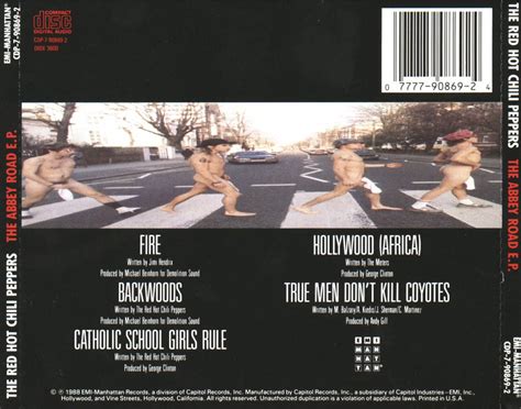 Car Tula Trasera De Red Hot Chili Peppers The Abbey Road Ep Portada