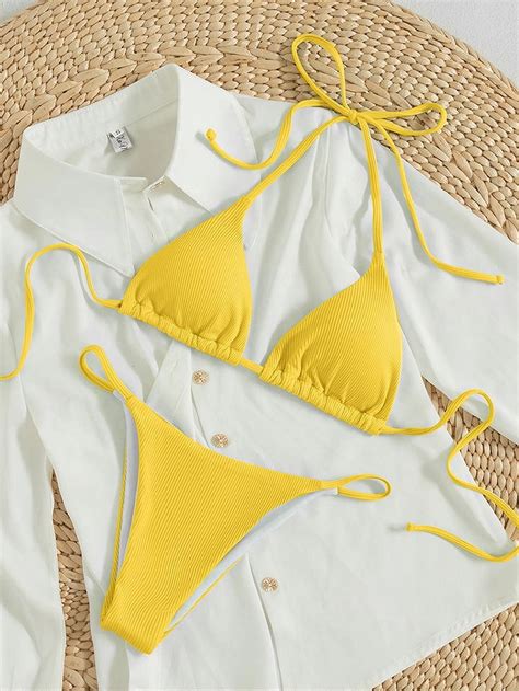 Conjunto de Bikini Sexy para mujer microbañador con sujetador de realce traje de baño