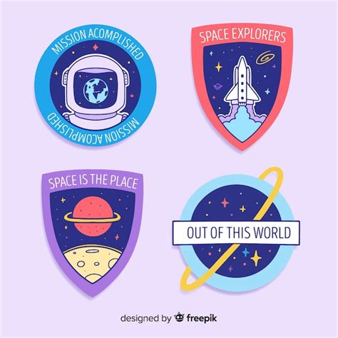 Free Vector | Cute space stickers pack