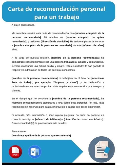 Carta De Recomendación Personal Para Un Trabajo