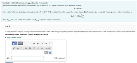 Solved Quantitative Relationship Between Entropy And Number Chegg