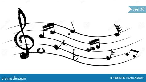 Realistic Flowing Musical Notes Vector Illustration Stock Vector