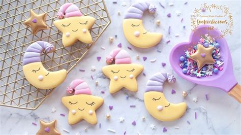 How To Make Sleepy Moon And Stars Cookies Pretty Cookies Moon Cookies