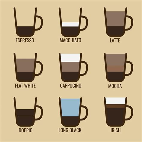 Infographic Table Types Of Coffee In A Cup 13387782 Vector Art At Vecteezy