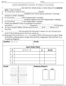 Representing Functions Notes Practice Guided Notes Interactive