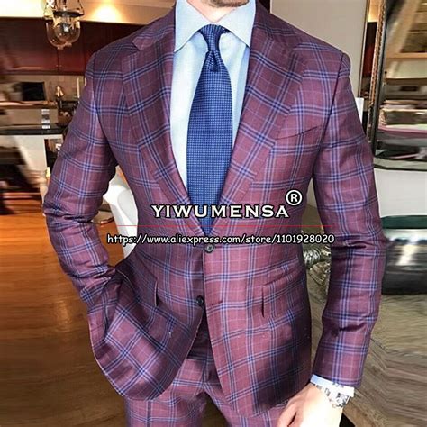 Feito sob medida ternos masculinos negócios clássico formal windowpane