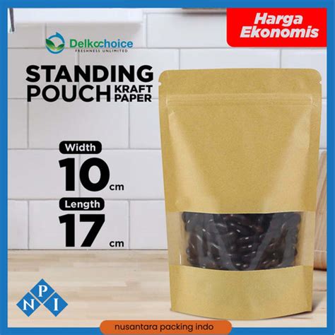 Jual STANDING POUCH KRAFT PAPER WINDOW ZIPLOCK EKONOMIS 10 X 17 CM