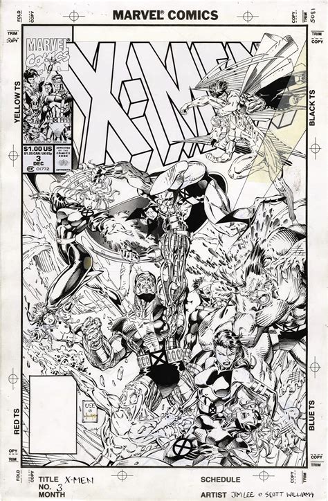 Image Of Jim Lee And Scott Williams X Men Cover Original Art Lot