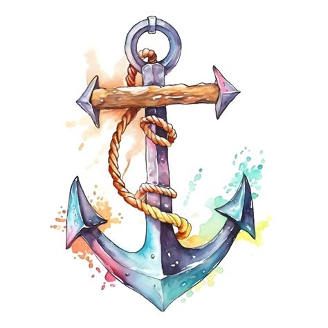 Premium Ai Image Watercolor Anchor With A Rope In The Center