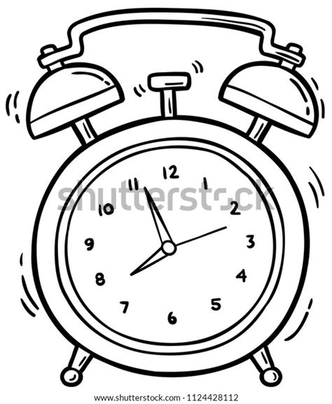 Vector Cartoon Alarm Clock Ringing Line Stock Vector Royalty Free