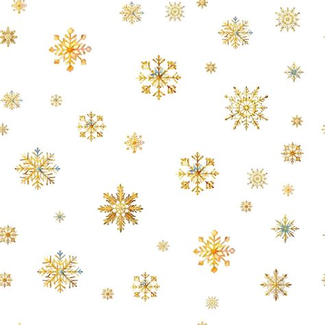 Premium PSD Watercolor Snowflakes Seamless Pattern Blue And Gold