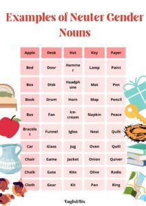 100 Examples of Neuter Gender Nouns in English - EnglishBix