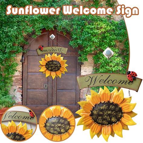 Home Decor In Clearance Sunflower Welcome Sign Decorative Vintage Metal