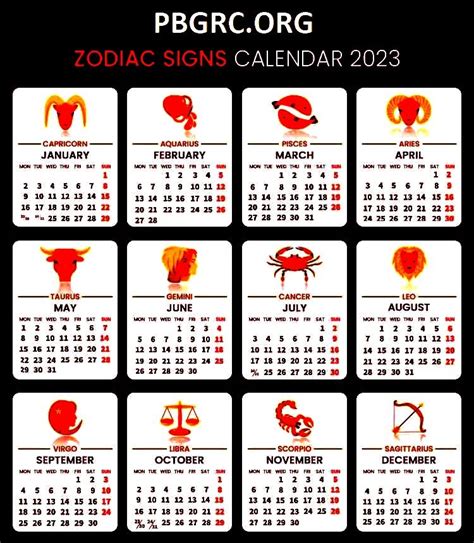 Zodiac calendar 2023 zodiac signs by months and dates – Artofit