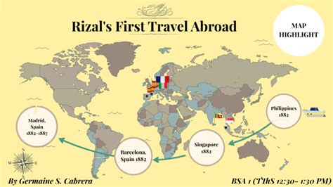 Rizals First Travel Abroad 1882 1887 By Germaine Cabrera On Prezi