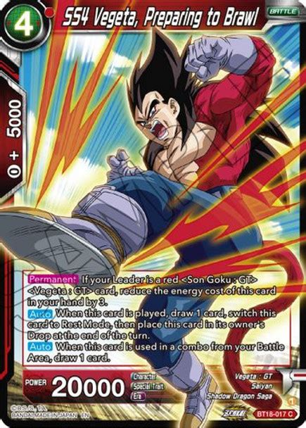 Vegeta Preparing To Brawl BT18 017 Dawn Of The Z Legends Foil