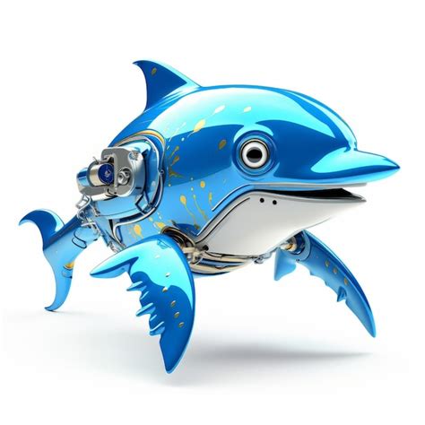 Premium AI Image | Dolphin robot robotic fish isolated over white ...