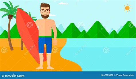 Surfer Holding Surfboard Stock Vector Illustration Of Athlete 67025802