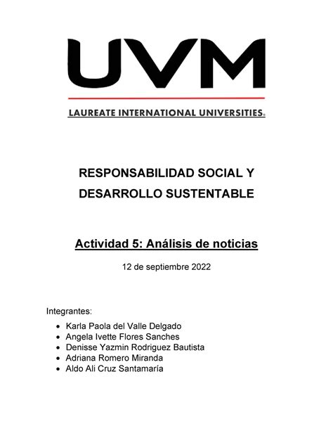 A5 Aacs Abc Responsabilidad Social Y Desarrollo Sustentable Actividad 5 Análisis De