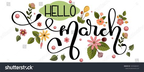 Hello March March Month Vector Flowers Stock Vector (Royalty Free ...