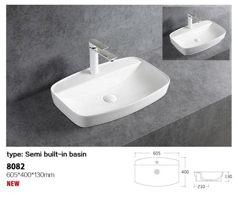 Rectangular White Ceramic Trough Drop In Sink With Tap Hole 8082