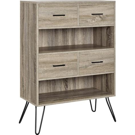 Ameriwood Home Landon Distressed Gray Oak 2 Shelf Bookcase In The