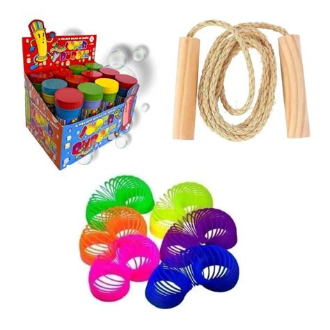 Brinquedo De R 30 - Kit de Brinquedos para festas: 30 Molas Maluca + 30 Cordas + 30 Bolhas ...