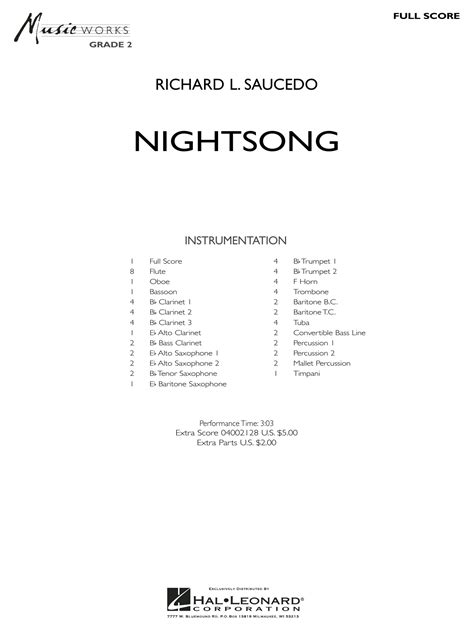 Nightsong Full Score By Richard L Saucedo Sheet Music For Concert