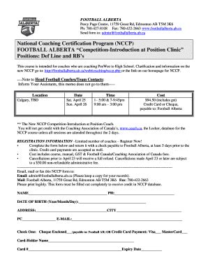 Fillable Online National Coaching Certification Program NCCP