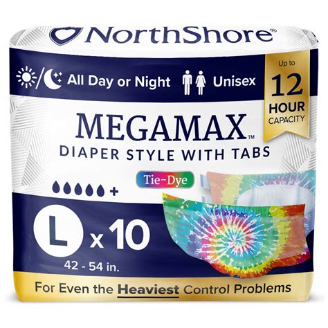 Northshore Megamax Tab Style Briefs Tie Dye Large In Pack