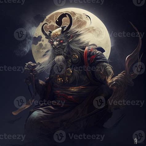 Tsukiyomi The Japanese God Of The Moon Generative Ai 22249433 Stock