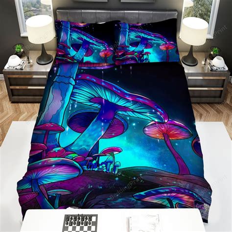 Hippie Mushroom Neon Glowing Bed Sheets Duvet Cover Bedding Sets Homefavo