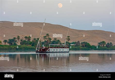 Large Luxury Traditional Egyptian Dahabeya River Boat Sailing On The